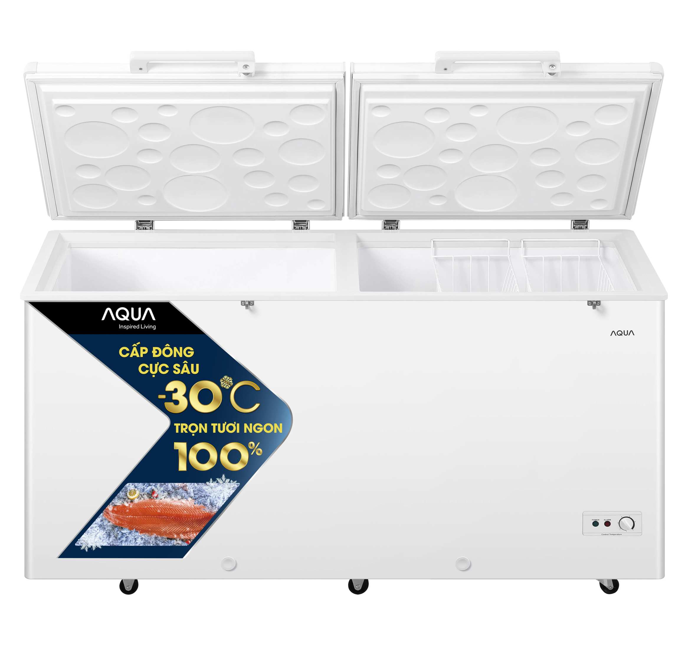 Tủ bảo quản Aqua inverter 365 lít AQF-C5702E, 2 ngăn đông mát, dàn đồng